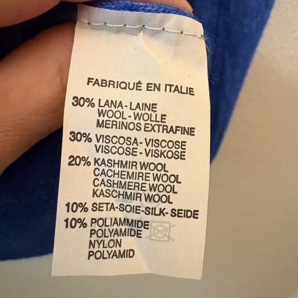 Cashmere Collection Royal Blue V-Neck Sweater Men's - Picture 4 of 5